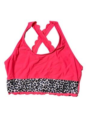 Pink Leopard-Trim Sports Bralette